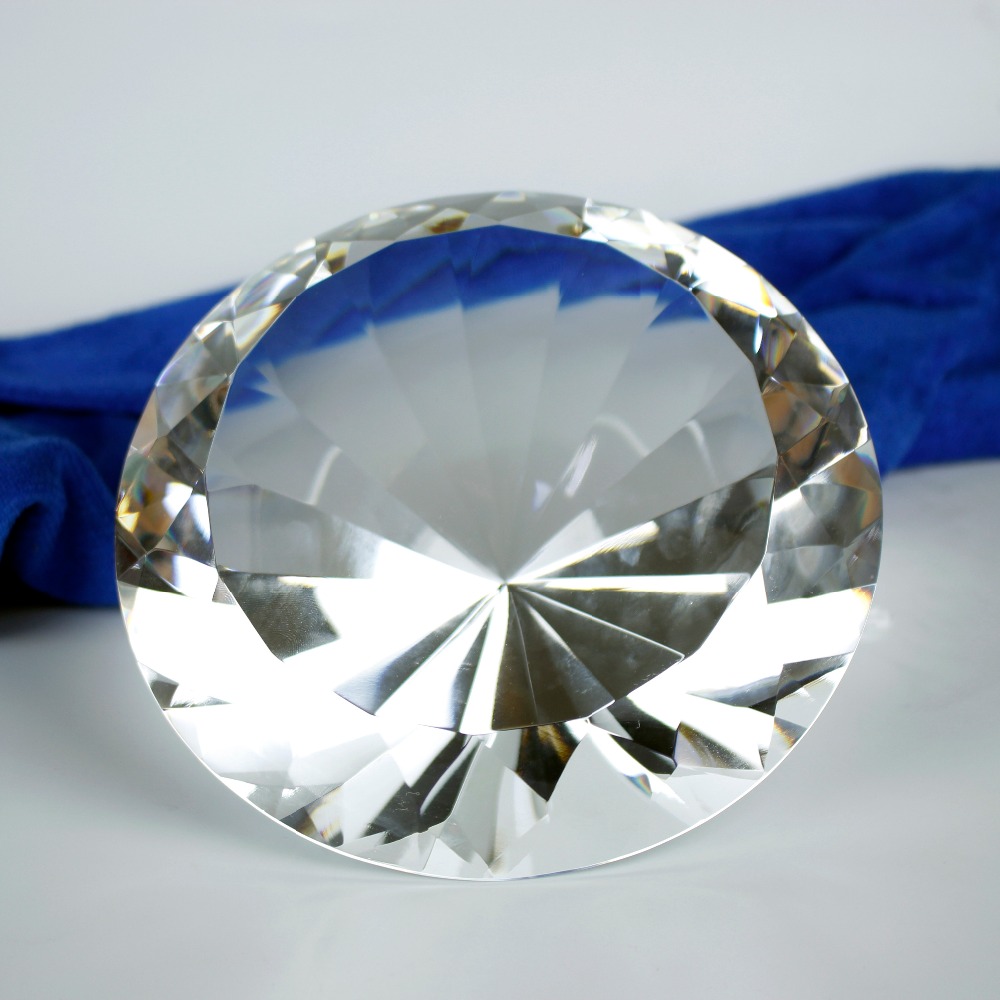 Paper Weight Crystal - 150 Mm Transparan Optik Crystal Diamond