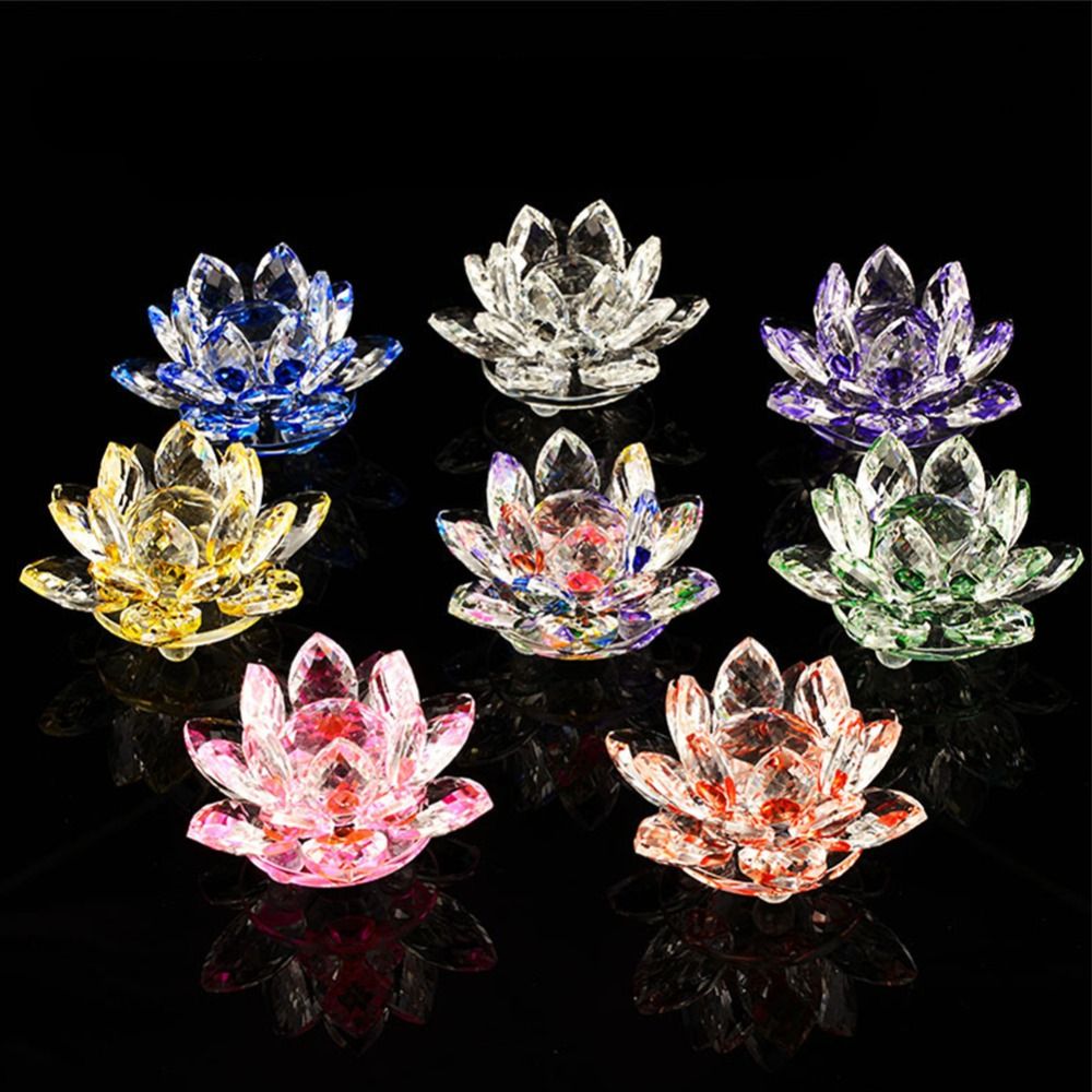 Paper Weight Crystal - Patung Bunga Teratai Kristal 60-140Mm Dekorasi