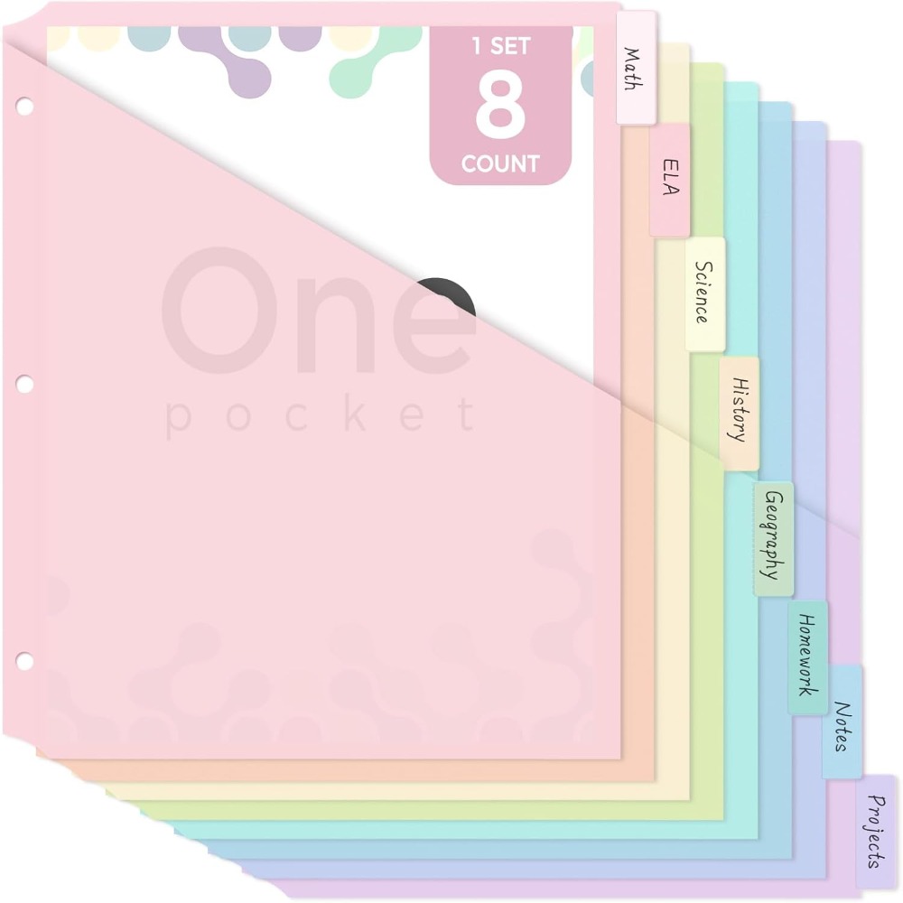 Tab Divider A4 - 8 Buah Pembagi Binder Pastel A4