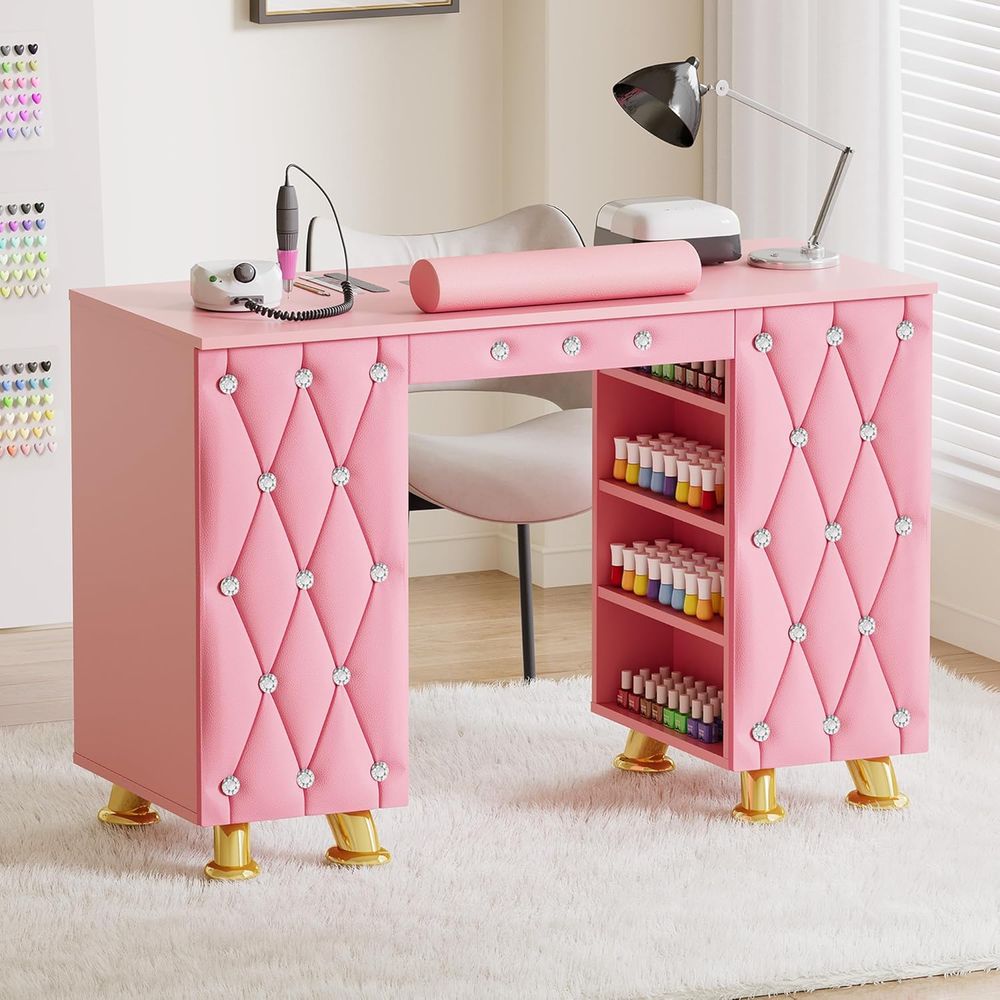 Leather Desk Pad - Meja Manikur dengan Pengumpul Debu, Sandaran