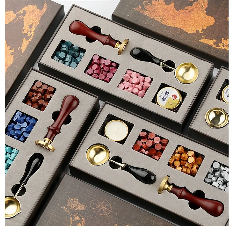 Wax Seal Stamp Set - Kit kotak segel lilin stempel DIY