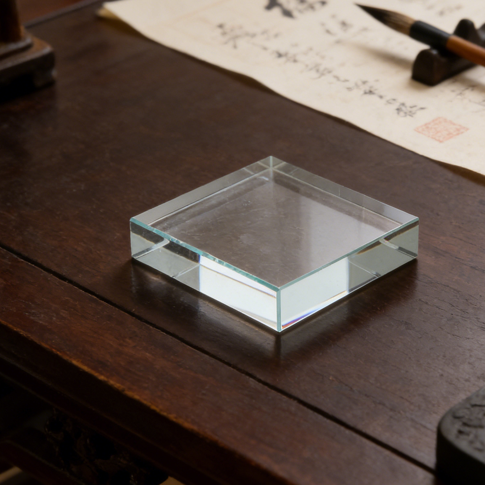 Paper Weight Crystal - Penahan Kertas Transparan Persegi Dekorasi Jernih