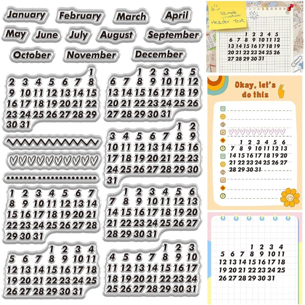 Rubber Date Stamp - Stempel Kertas Kalender Tanggal Vintage Bulan