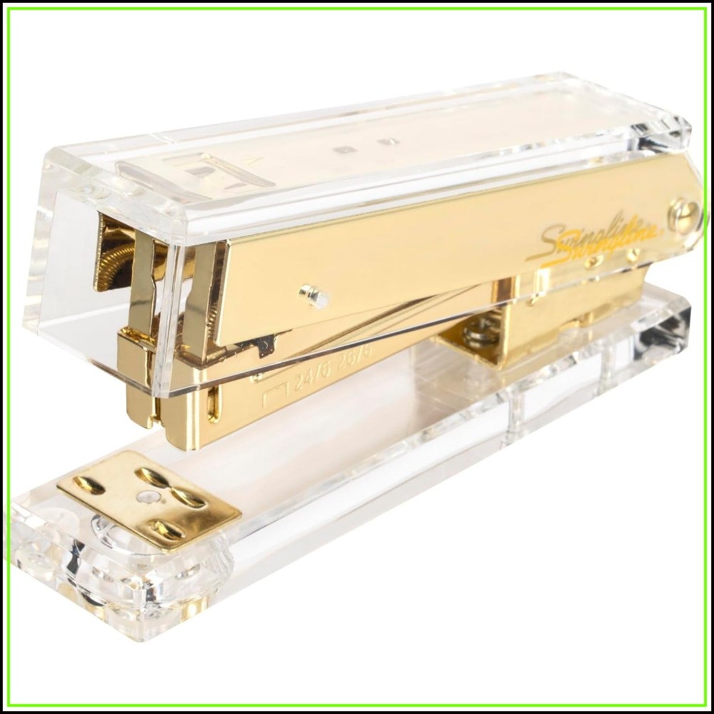 Stapler Half Strip - Stapler Akrilik Transparan Emas yang Ringkas,
