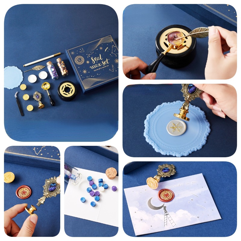Wax Seal Stamp Set - Api berbintang pernis Set cap amplop