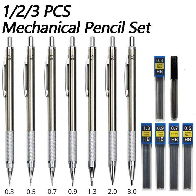 Mechanical Pencil 0.3 - 1/2/3 buah pensil gambar logam 0.3