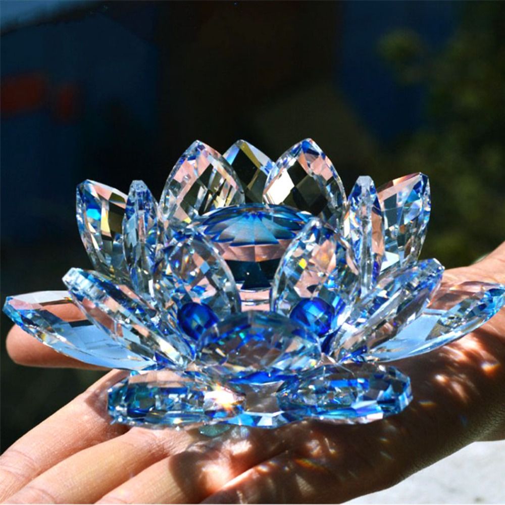 Patung Bunga Teratai Kristal 6 - Paper Weight Crystal ulasan dan harga