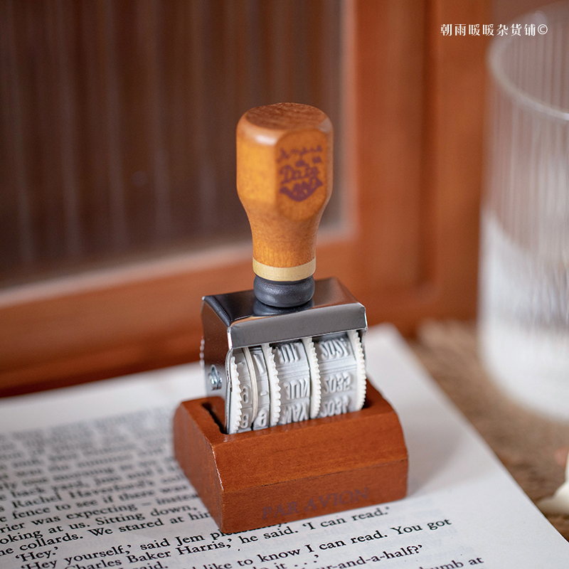 Stempel Tanggal Kayu Retro Cha - Rubber Date Stamp ulasan dan harga